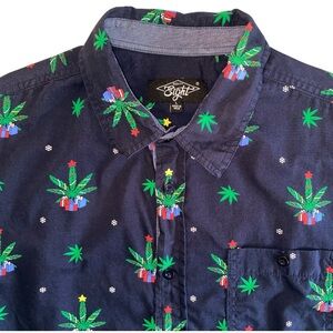EIGHTY EIGHT ☆ Weed Leaf Christmas Short Sleeve Button Up Shirt